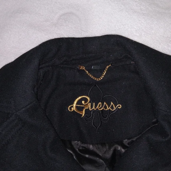 GUESS Jacket Womens Medium Double Breasted Wool Blend Pea Coat Preppy Vintage - Picture 6 of 13